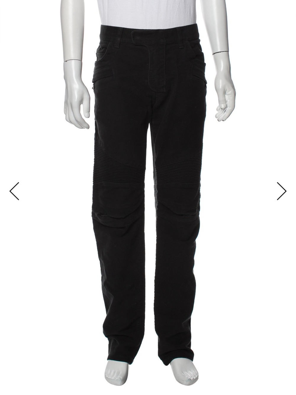 Balmain Black Ribbed Moto Jeans